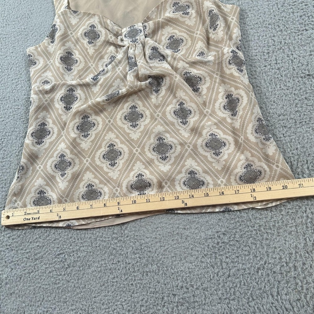 LOFT Blouse Womens 10 Beige Geometric Sleeveless Sweetheart Camisole Lined - Picture 12 of 13